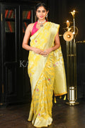 Banarasi Khaddi Georgette Saree Bright Yellow Khaddi Georgette Banarasi Saree saree online