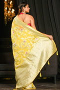 Banarasi Khaddi Georgette Saree Bright Yellow Khaddi Georgette Banarasi Saree saree online