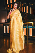 Banarasi Khaddi Georgette Saree Butter Yellow Banarasi Khaddi Georgette Saree saree online