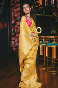 Banarasi Khaddi Georgette Saree Butter Yellow Banarasi Khaddi Georgette Saree saree online