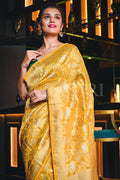 Banarasi Khaddi Georgette Saree Caramel Yellow Banarasi Khaddi Georgette Saree saree online