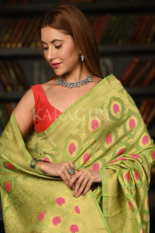 green banarasi saree