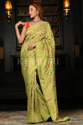 Banarasi Khaddi Georgette Saree Chartreuse Green Khaddi Banarasi Georgette Saree saree online