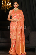 Banarasi Khaddi Georgette Saree Coral Peach Khaddi Georgette Banarasi Saree saree online
