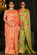 Banarasi Khaddi Georgette Saree Coral Peach Khaddi Georgette Banarasi Saree saree online