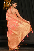 Banarasi Khaddi Georgette Saree Coral Peach Khaddi Georgette Banarasi Saree saree online