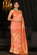 Banarasi Khaddi Georgette Saree Coral Peach Khaddi Georgette Banarasi Saree saree online