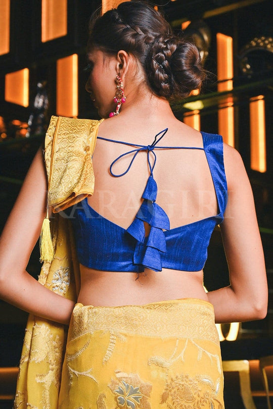 Banarasi Khaddi Georgette Saree Corn Yellow Banarasi Khaddi Georgette Saree saree online