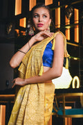 Banarasi Khaddi Georgette Saree Corn Yellow Banarasi Khaddi Georgette Saree saree online