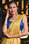 Banarasi Khaddi Georgette Saree Corn Yellow Banarasi Khaddi Georgette Saree saree online