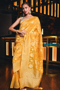 Banarasi Khaddi Georgette Saree Dandelion Yellow Banarasi Khaddi Georgette Saree saree online