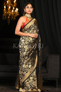 Banarasi Khaddi Georgette Saree Dark Black Khaddi Georgette Banarasi Saree saree online