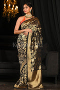 Banarasi Khaddi Georgette Saree Dark Black Khaddi Georgette Banarasi Saree saree online
