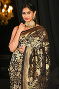 Banarasi Khaddi Georgette Saree Dark Black Khaddi Georgette Banarasi Saree saree online