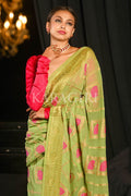 Banarasi Khaddi Georgette Saree Emerald Green Khaddi Georgette Banarasi Saree saree online