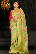 Banarasi Khaddi Georgette Saree Emerald Green Khaddi Georgette Banarasi Saree saree online