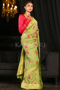 Banarasi Khaddi Georgette Saree Emerald Green Khaddi Georgette Banarasi Saree saree online