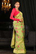 Banarasi Khaddi Georgette Saree Emerald Green Khaddi Georgette Banarasi Saree saree online