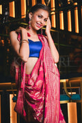 Banarasi Khaddi Georgette Saree FENIL URMIGAR in Ruby Pink Banarasi Khaddi Georgette Saree saree online