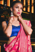 Banarasi Khaddi Georgette Saree FENIL URMIGAR in Ruby Pink Banarasi Khaddi Georgette Saree saree online