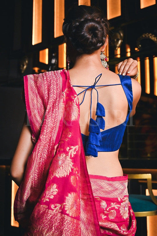 Banarasi Khaddi Georgette Saree FENIL URMIGAR in Ruby Pink Banarasi Khaddi Georgette Saree saree online