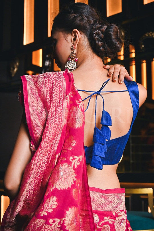 Banarasi Khaddi Georgette Saree FENIL URMIGAR in Ruby Pink Banarasi Khaddi Georgette Saree saree online