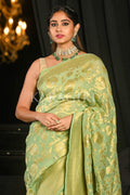 Banarasi Khaddi Georgette Saree Fern Green Khaddi Banarasi Georgette Saree saree online