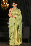 Banarasi Khaddi Georgette Saree Fern Green Khaddi Banarasi Georgette Saree saree online