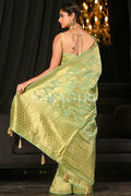 Banarasi Khaddi Georgette Saree Fern Green Khaddi Banarasi Georgette Saree saree online