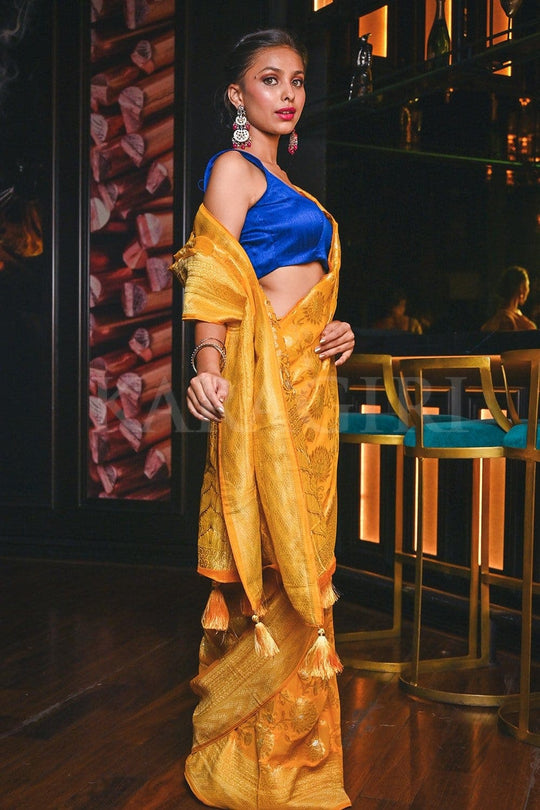 Banarasi Khaddi Georgette Saree Honey Yellow Banarasi Khaddi Georgette Saree saree online