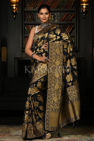 Jet Black Khaddi Banarasi Georgette Saree