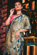 Banarasi Khaddi Georgette Saree Lapis Blue Banarasi Khaddi Georgette Saree saree online