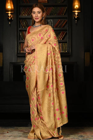 Latte Beige Khaddi Banarasi Georgette Saree