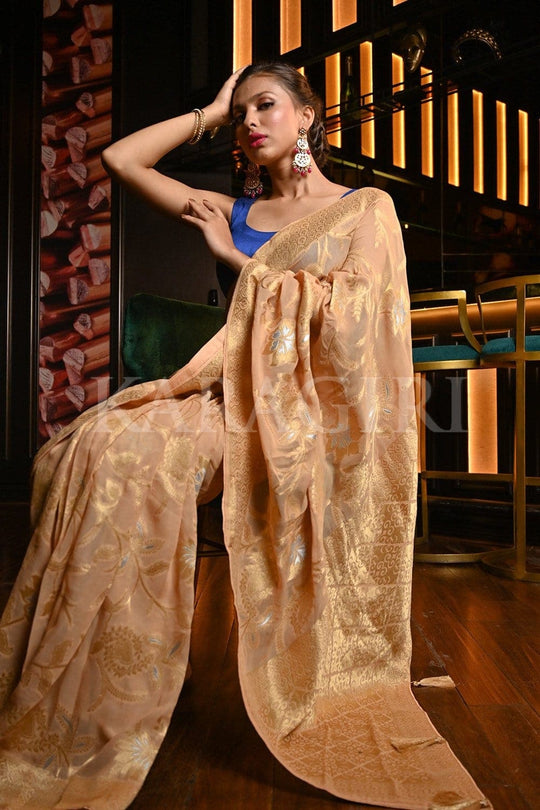 Banarasi Khaddi Georgette Saree Latte Gold Banarasi Khaddi Georgette Saree saree online