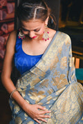 Banarasi Khaddi Georgette Saree Lavender Grey Banarasi Khaddi Georgette Saree saree online