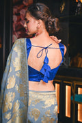 Banarasi Khaddi Georgette Saree Lavender Grey Banarasi Khaddi Georgette Saree saree online