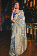 Banarasi Khaddi Georgette Saree Lavender Grey Banarasi Khaddi Georgette Saree saree online