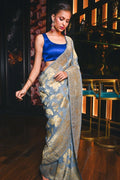Banarasi Khaddi Georgette Saree Lavender Grey Banarasi Khaddi Georgette Saree saree online