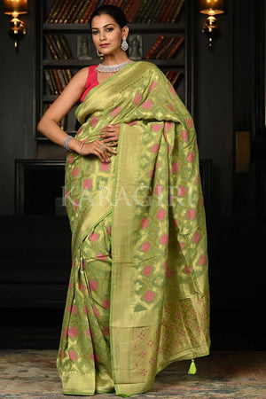 green banarasi saree