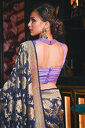 Banarasi Khaddi Georgette Saree Oxford Blue Banarasi Khaddi Georgette Saree saree online