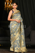 Banarasi Khaddi Georgette Saree Pebble Grey Khaddi Georgette Banarasi Saree saree online