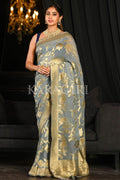 Banarasi Khaddi Georgette Saree Pebble Grey Khaddi Georgette Banarasi Saree saree online