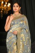 Banarasi Khaddi Georgette Saree Pebble Grey Khaddi Georgette Banarasi Saree saree online