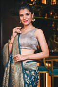 Banarasi Khaddi Georgette Saree Prussian Blue Banarasi Khaddi Georgette Saree saree online