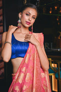 Banarasi Khaddi Georgette Saree Punch Pink Banarasi Khaddi Georgette Saree saree online