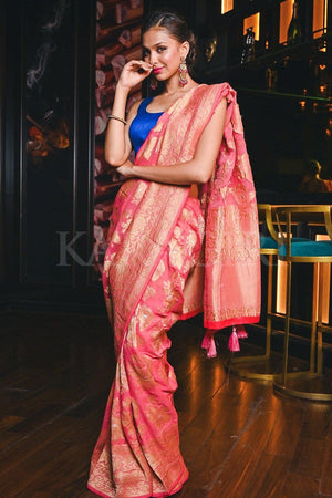 Punch Pink Banarasi Khaddi Georgette Saree