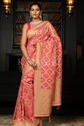 pink banarasi saree