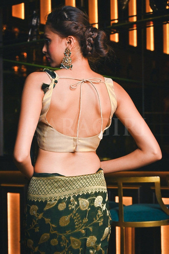 Banarasi Khaddi Georgette Saree Sacramento Green Banarasi Khaddi Georgette Saree saree online