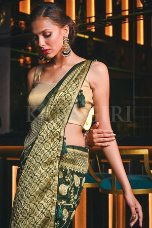 Banarasi Khaddi Georgette Saree Sacramento Green Banarasi Khaddi Georgette Saree saree online