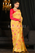 Banarasi Khaddi Georgette Saree Saffron Yellow Khaddi Georgette Banarasi Saree saree online